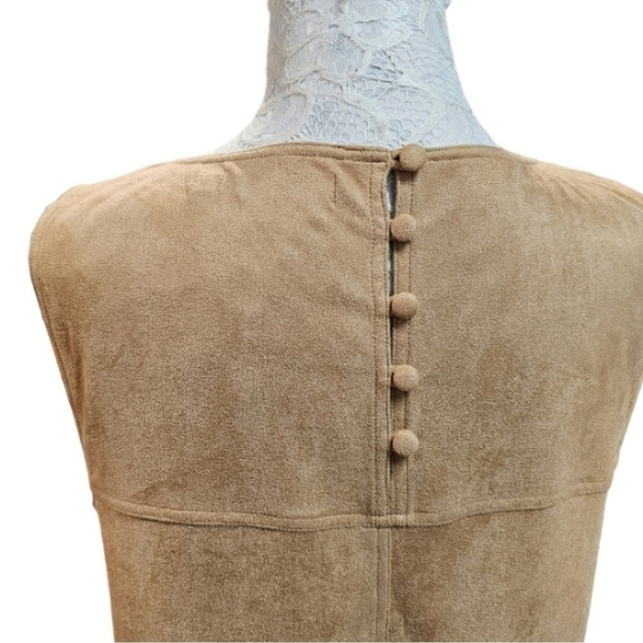 209 Wst 38 Boho Vegan Suede Minimalist Southwestern Button Back Sleeveless Top S - Picture 9 of 11